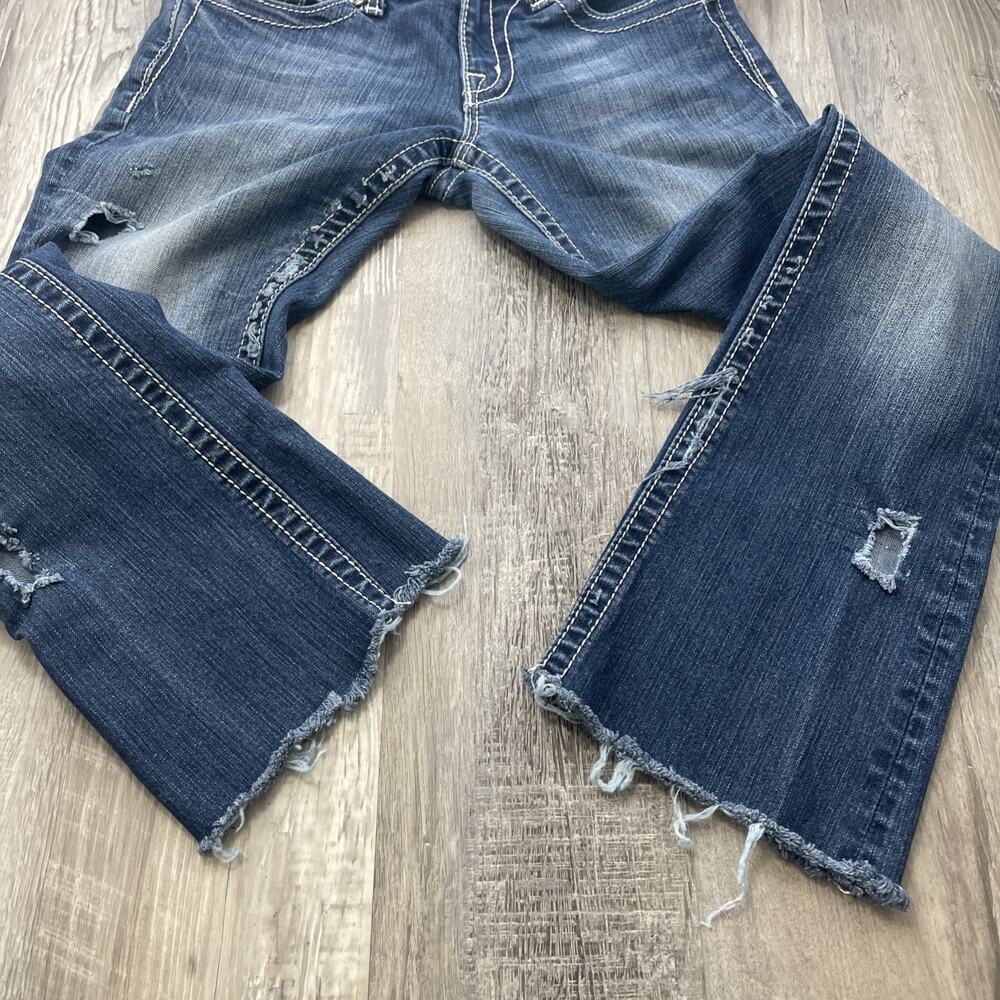 Miss Me Jeans Rhinestone Boot Cut Jp6126b Raw Hem** Size 27** Short**29" inseam - Picture 13 of 16